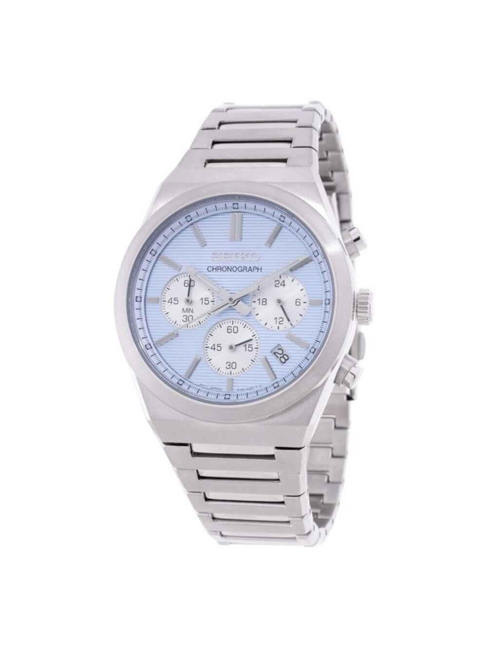 NWT Seiko Sport Chronograph Quartz Light Blue Dial Men's Watch